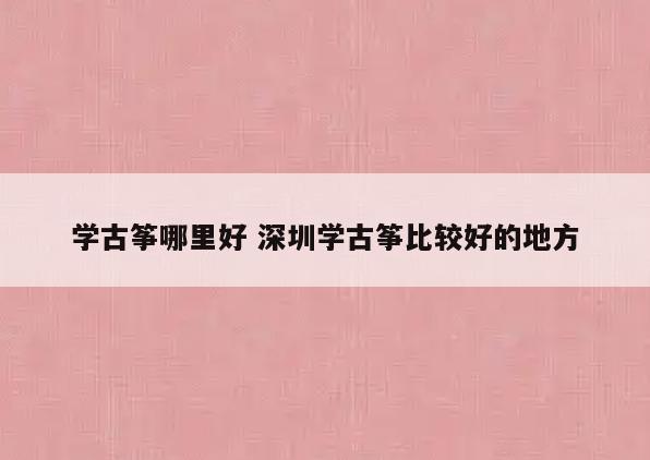学古筝哪里好 深圳学古筝比较好的地方