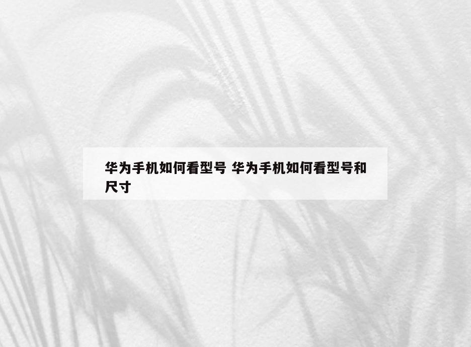 华为手机如何看型号 华为手机如何看型号和尺寸