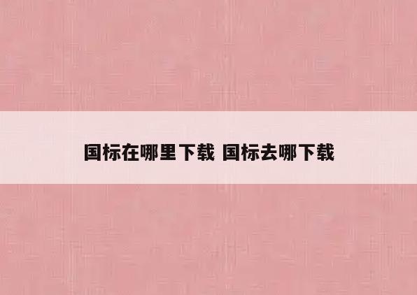 国标在哪里下载 国标去哪下载