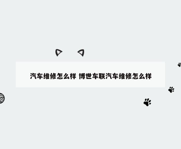汽车维修怎么样 博世车联汽车维修怎么样