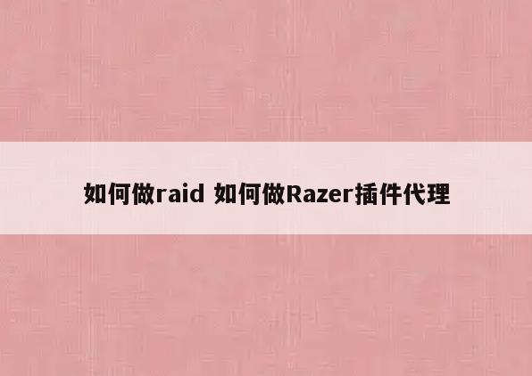 如何做raid 如何做Razer插件代理