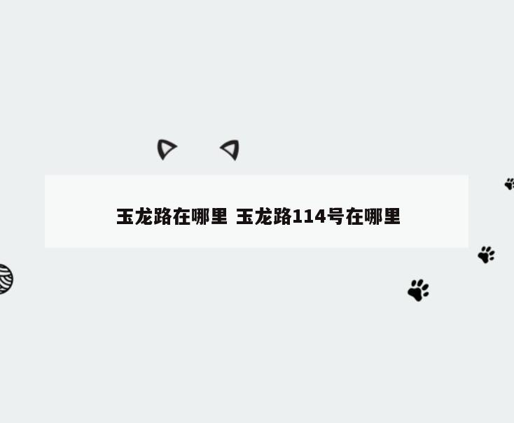 玉龙路在哪里 玉龙路114号在哪里