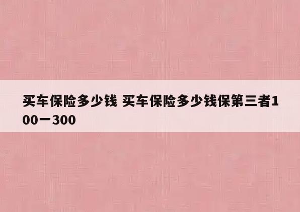 买车保险多少钱 买车保险多少钱保第三者100一300