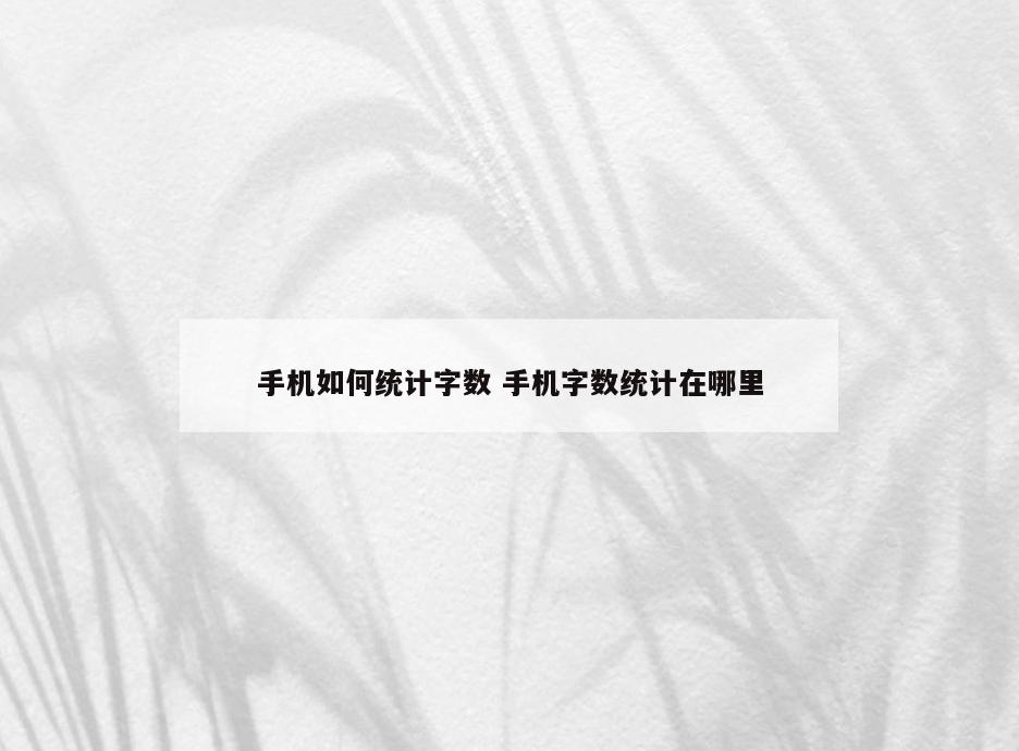 手机如何统计字数 手机字数统计在哪里